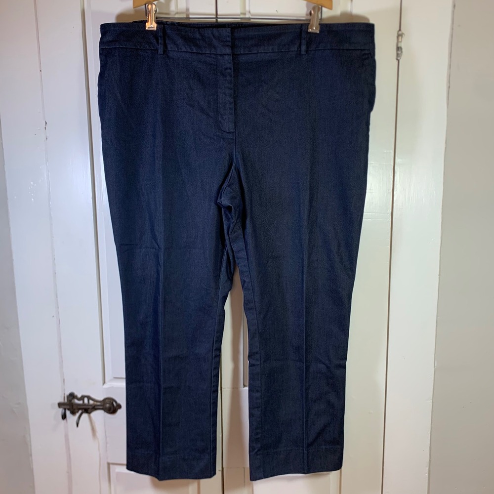 Talbots Newport Pant Womens 22W Dark Indigo Blue Straight Leg Stretch Trousers